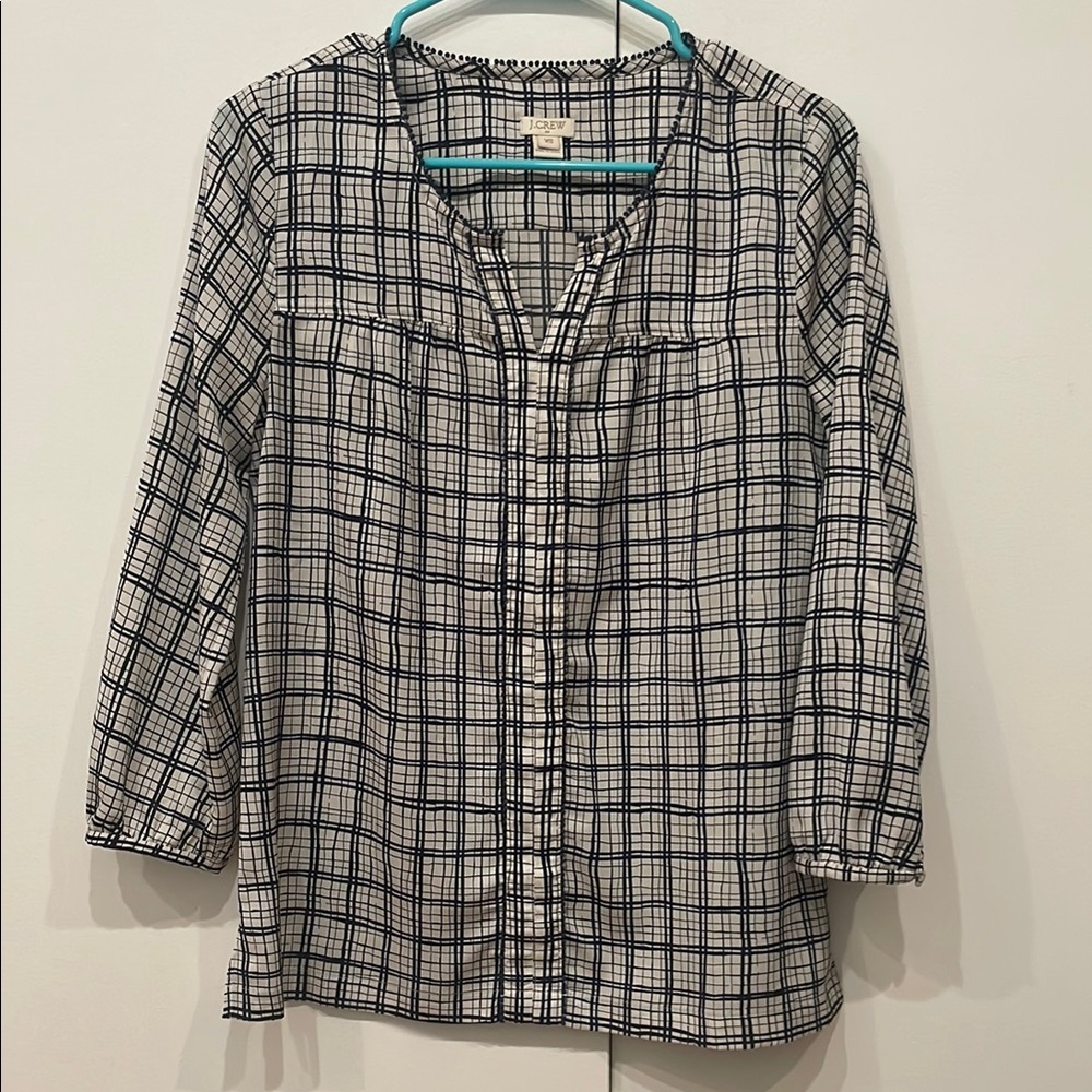 J. Crew Navy and White Blouse